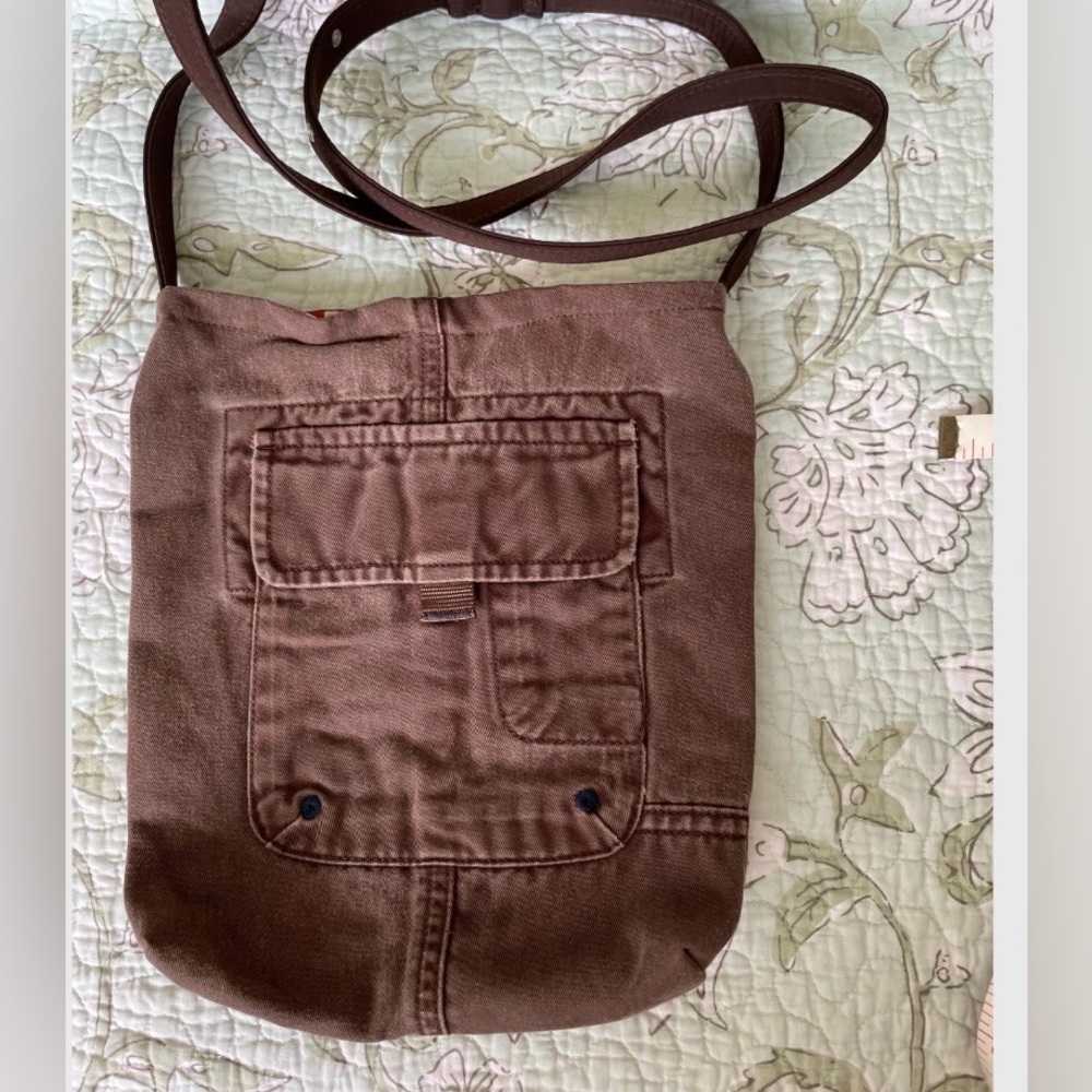 Upcycled Brown Crossbody Bag made from Recycled Cargo Pants Pockets